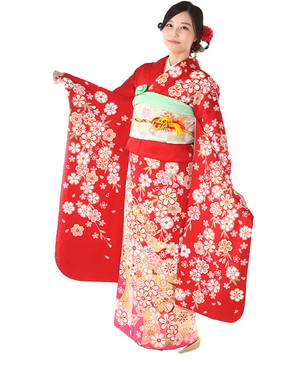 振袖レンタル｜慶びの桜｜F0372｜M｜宅配着物レンタル・一式フル