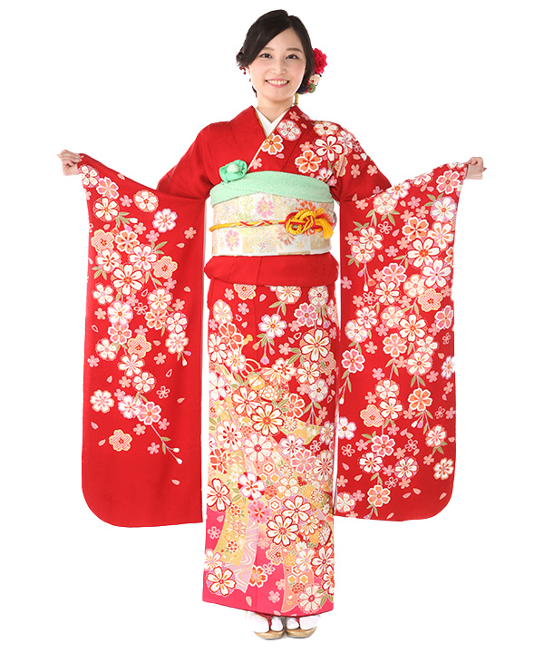 J337☆送料込み❣️振袖 着物 4枚 まとめ売り❣️ 振袖レンタル|慶びの桜|F0372|M|宅配着物レンタル・一式フル