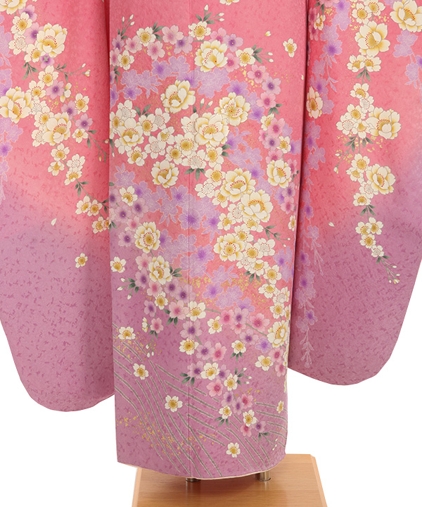 振袖セット【375】ピンク 花柄 振袖レンタル｜ピンクに桜牡丹｜F0455｜3L｜宅配着物レンタル・一式