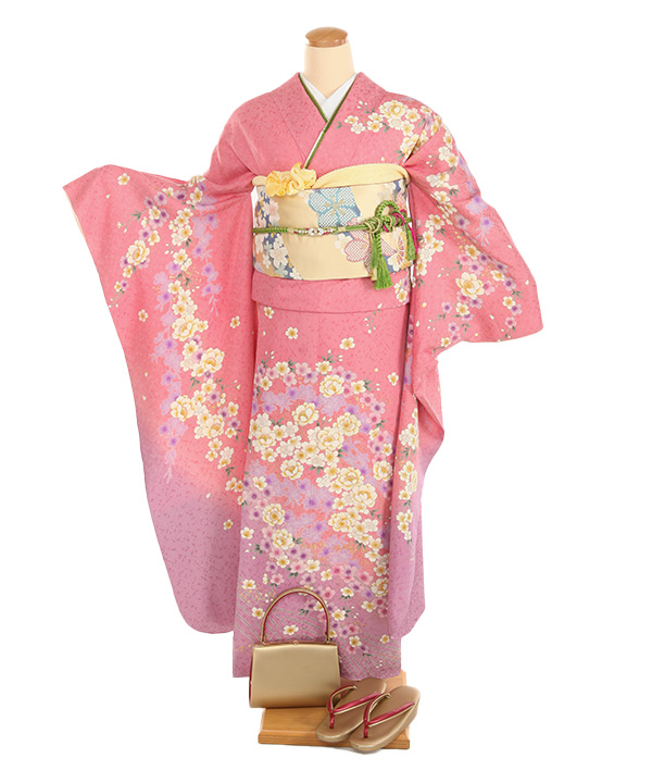 2025年モデル 薄ピンク 振袖用 帯締め 帯揚げ 半襟 重ね襟