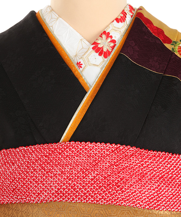 黒地に花模様　振袖フルセット　成人式前撮り　半衿長襦袢はつきません kimonohiroba-you_y0101013396-