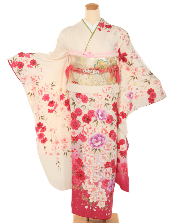 振袖レンタル｜オフホワイトに桜