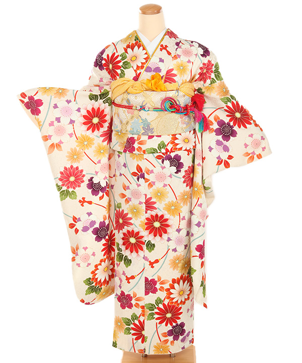 振袖レンタル｜オフホワイトに菊桜