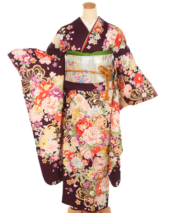 振袖レンタル｜紫紺に薬玉 鞠