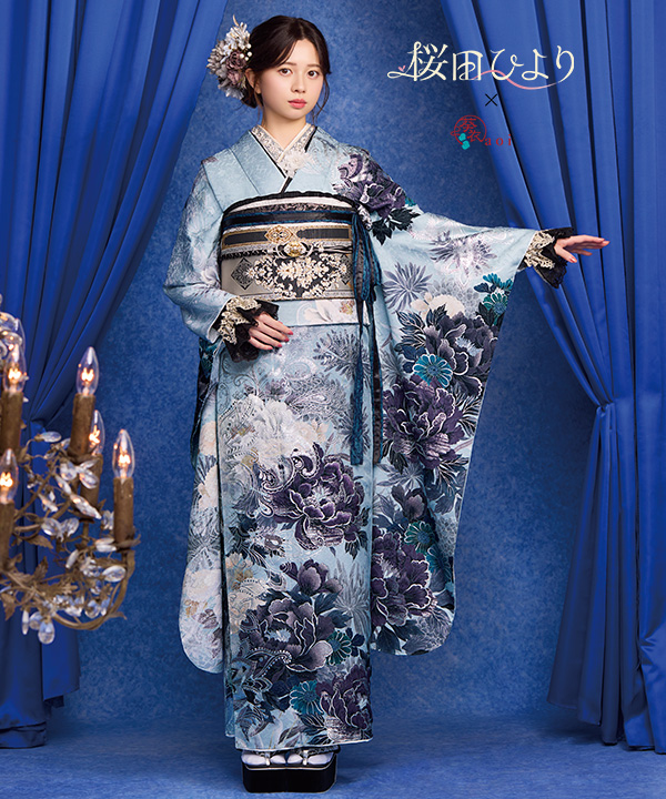 ブランド振袖レンタル｜桜田ひより×葵衣 aoi 水色｜F0480｜L｜宅配着物