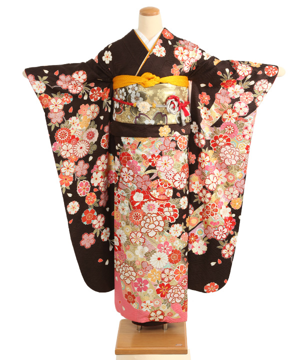 振袖レンタル｜茶に桜や牡丹