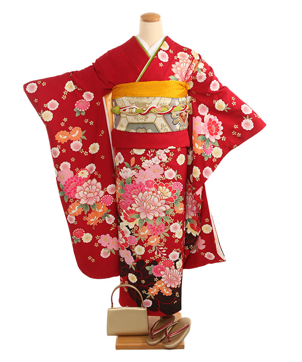 振袖レンタル｜赤に牡丹菊桜