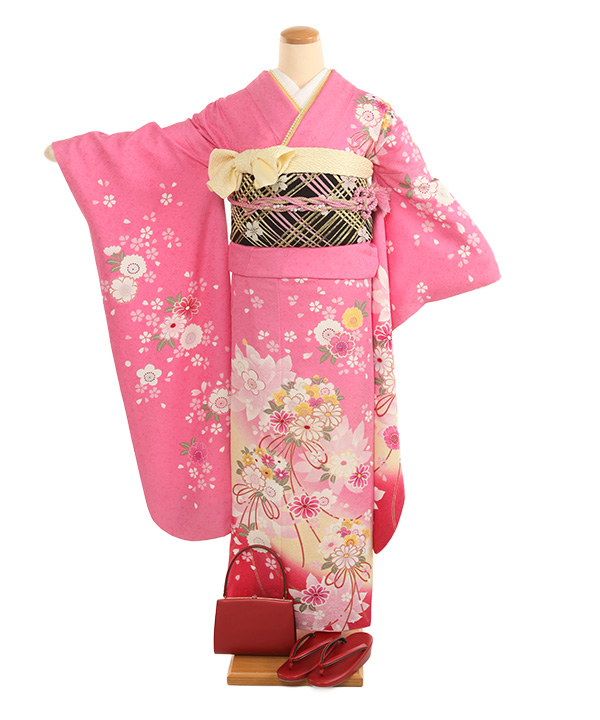 振袖レンタル｜ピンクに桜と薬玉