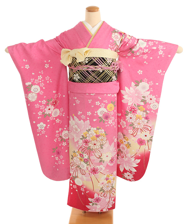 振袖レンタル｜ピンクに桜と薬玉