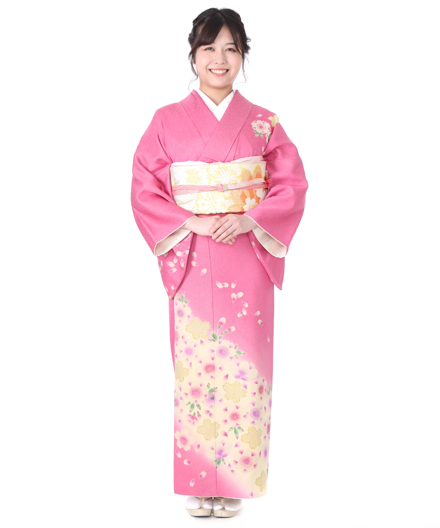 訪問着レンタル｜ピンクに桜｜H0002｜L｜宅配着物レンタル｜きもの