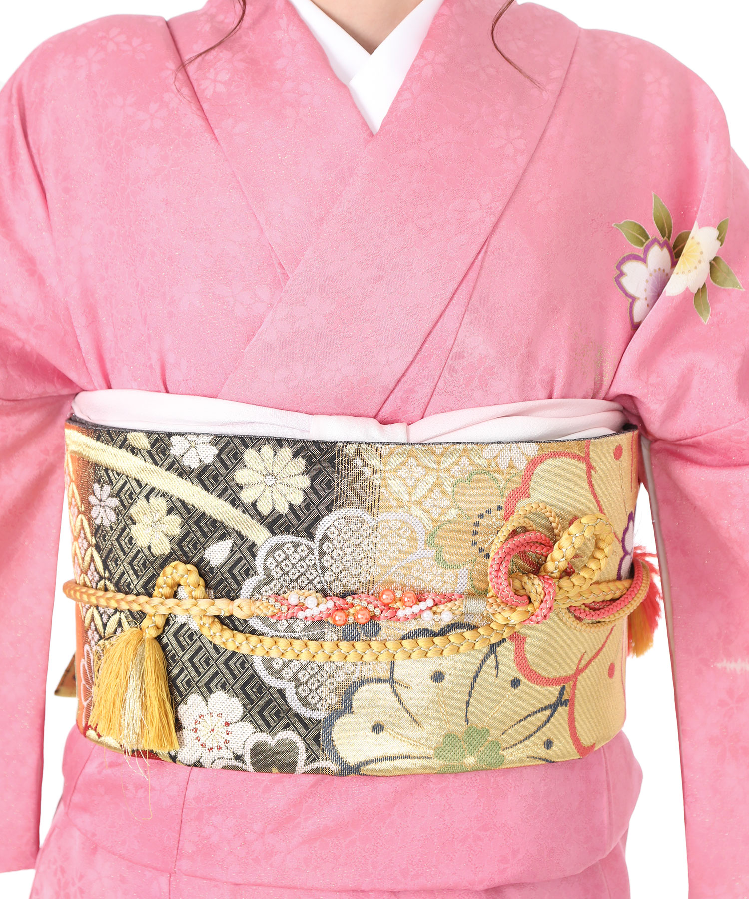 AB9259夏物誂仕立付訪問着薄ピンク花筏