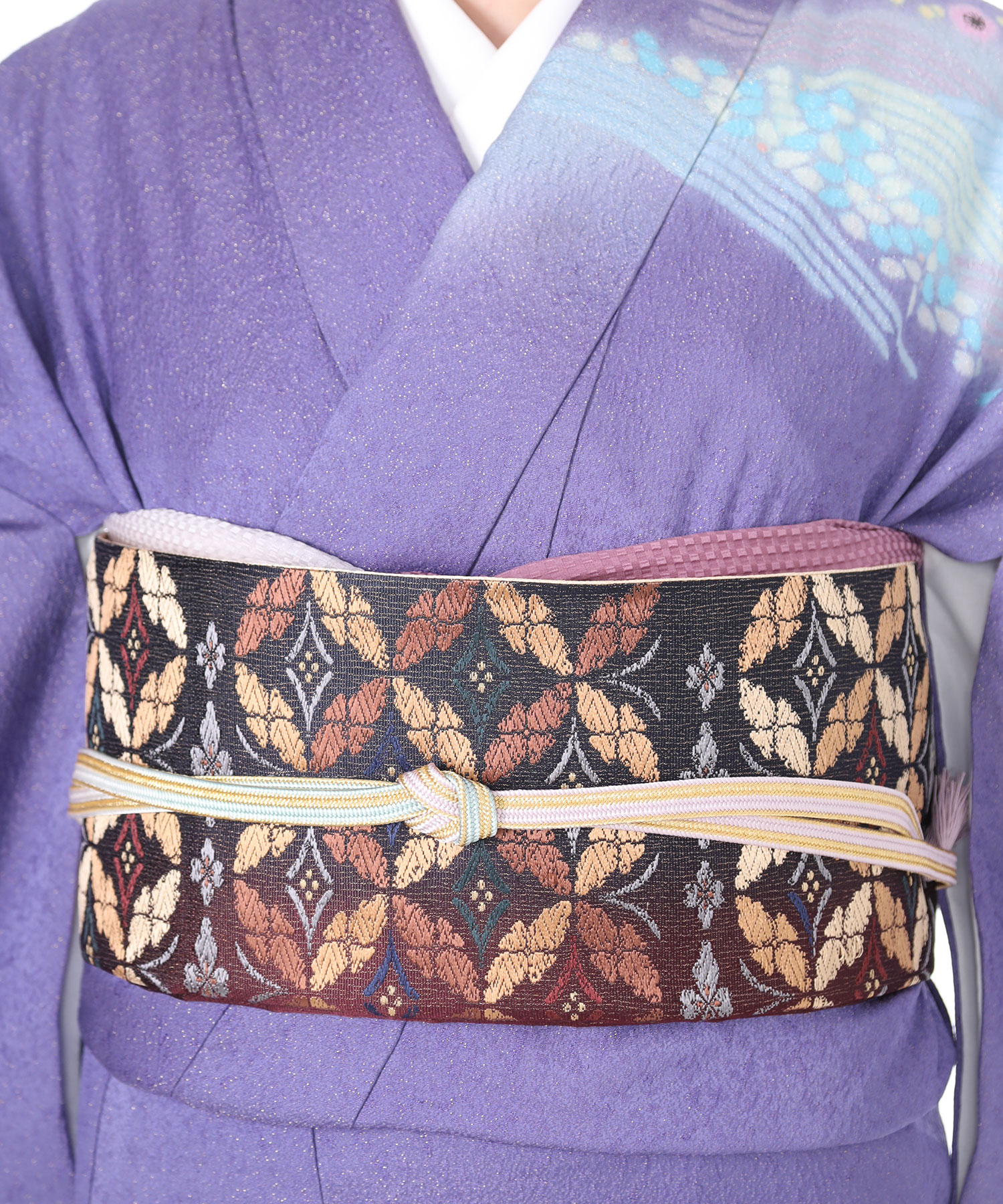 訪問着レンタル｜藤紫に梅と波文｜H0045｜S｜宅配着物レンタル｜きもの