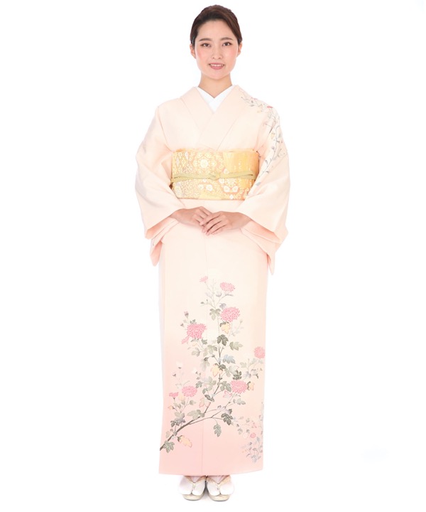 訪問着レンタル｜桜色に菊｜H0053｜M｜宅配着物レンタル｜きものレンタリエ