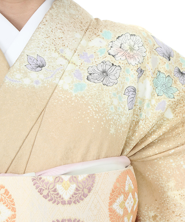 訪問着レンタル｜黄色地に辻が花｜H0120｜L｜宅配着物レンタル｜きもの