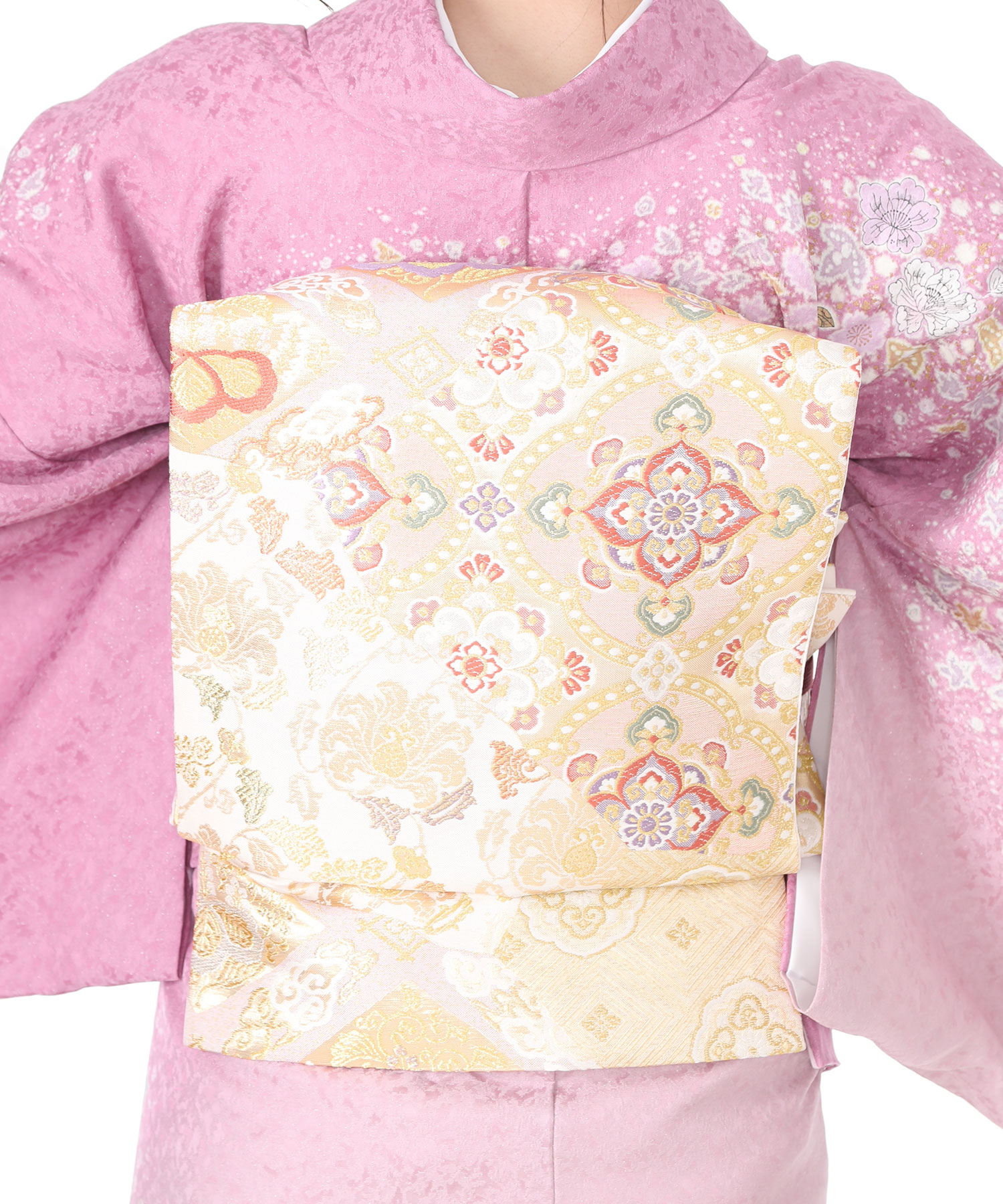 訪問着レンタル｜ピンクに辻が花｜H0121｜S｜宅配着物レンタル｜きもの 