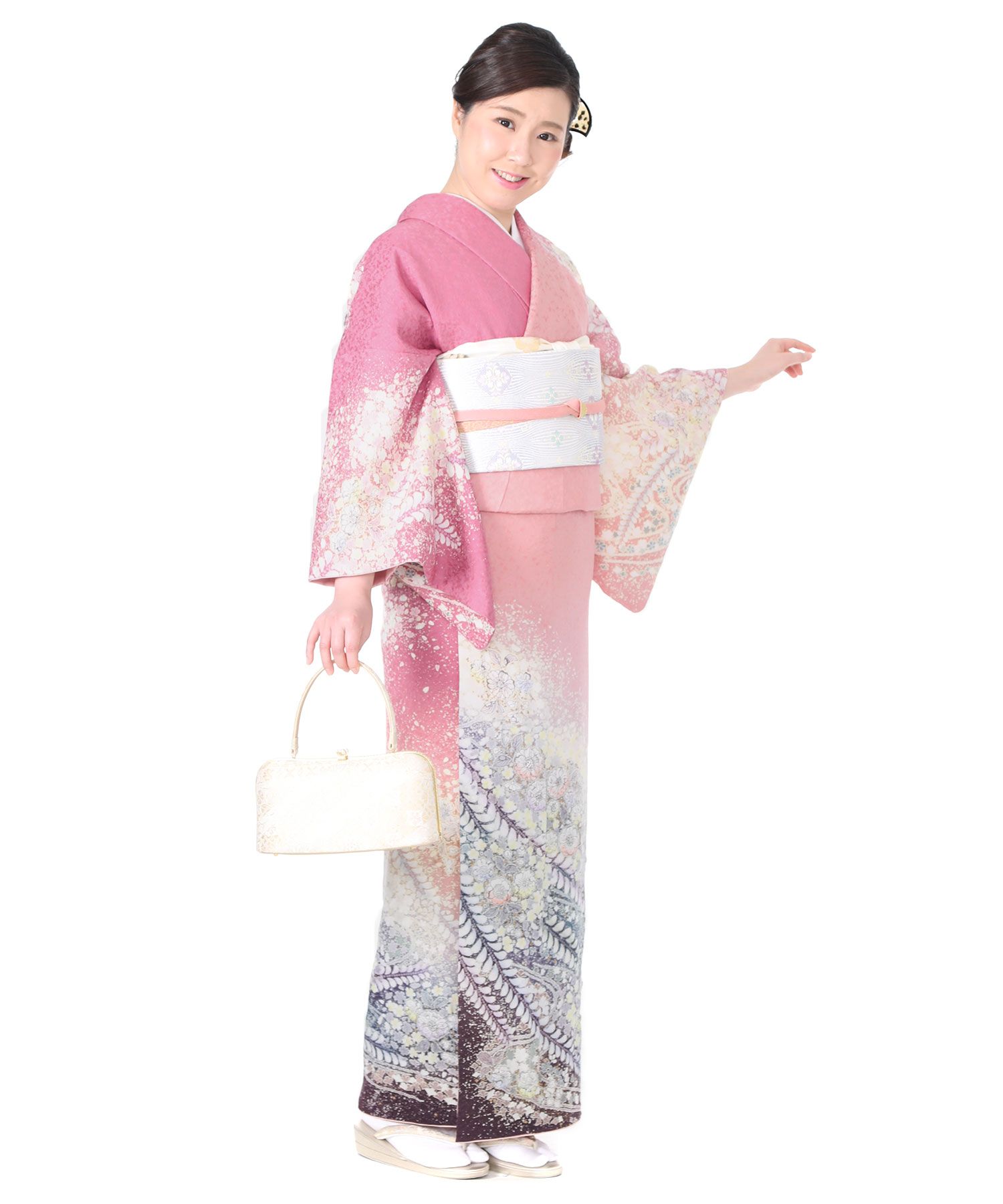 ピンク辻が花　訪問着 訪問着レンタル t687 桂由美 うすﾋﾟﾝｸﾗﾒぼかし 辻が花 | 商品詳細
