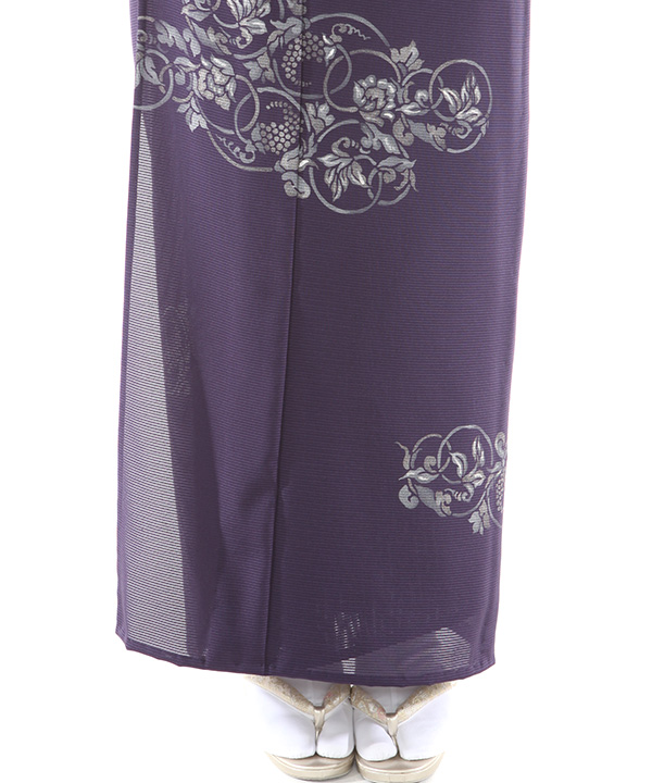 絽 付下レンタル（夏用）深紫に葡萄唐草｜H0209｜M｜宅配着物レンタル
