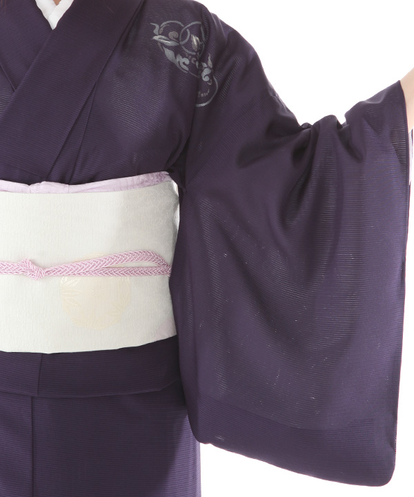 絽 付下レンタル（夏用）深紫に葡萄唐草｜H0209｜M｜宅配着物レンタル