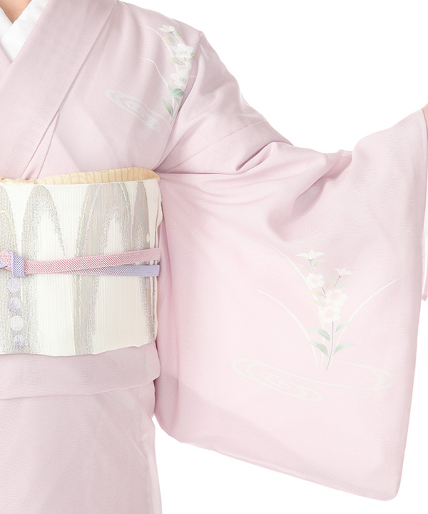 絽 訪問着レンタル（夏用）｜桜色に秋の草花と流水｜H0215｜M