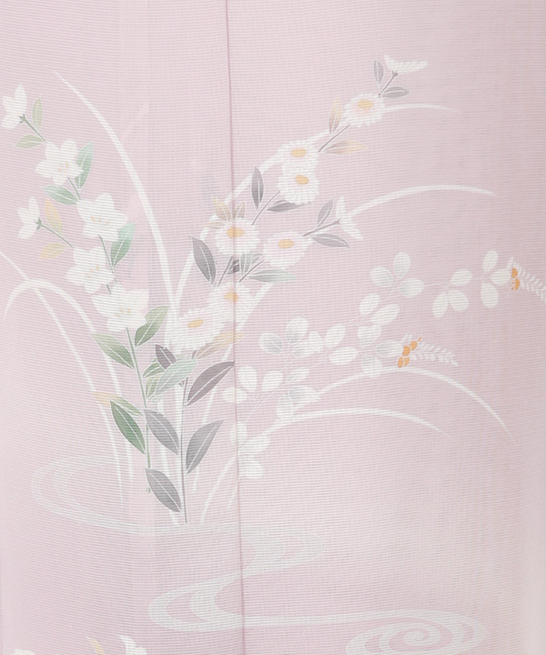 絽 訪問着レンタル（夏用）｜桜色に秋の草花と流水｜H0215｜M