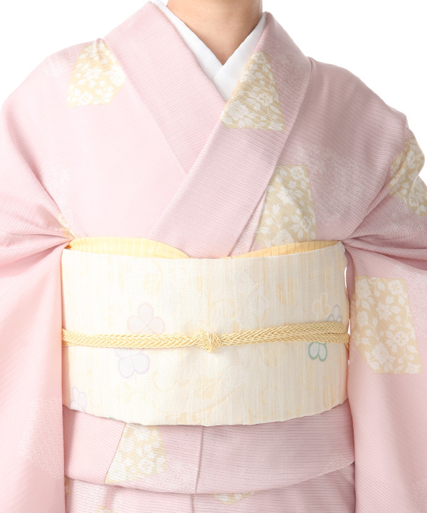 絽 付下小紋レンタル（夏用）｜ピンク色紙｜H0218｜M｜宅配着物