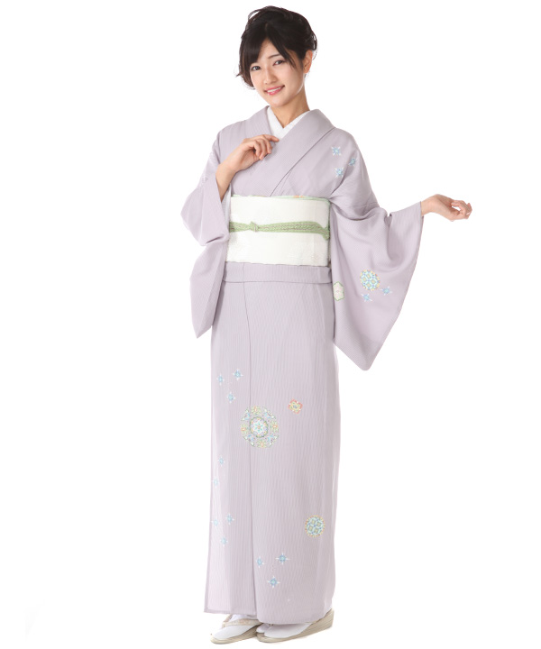 絽 付下レンタル（夏用）｜白藤色に華文｜H0219｜M｜宅配着物