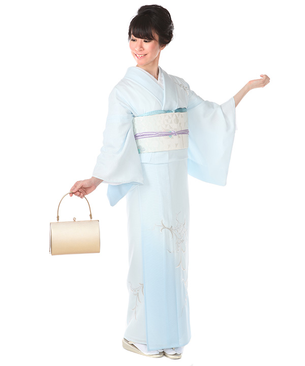 夏用・7・8月向け】付下(絽)｜水色に華文｜H0223｜M｜宅配着物