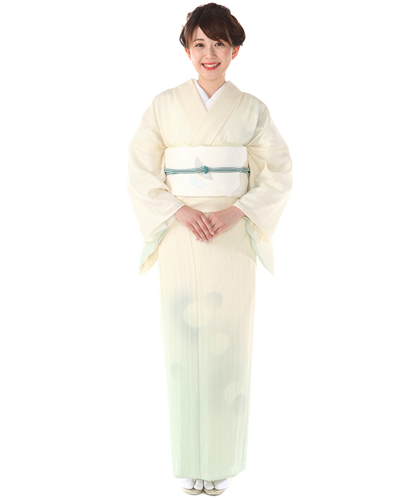 夏用・7・8月向け】付下(縦絽)｜薄黄色に雪輪｜H0238｜L｜宅配