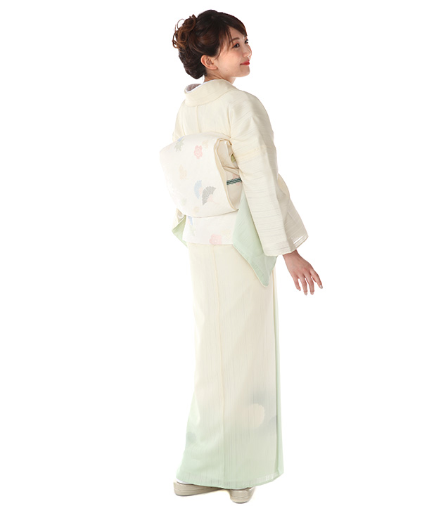 夏用・7・8月向け】付下(縦絽)｜薄黄色に雪輪｜H0238｜L｜宅配