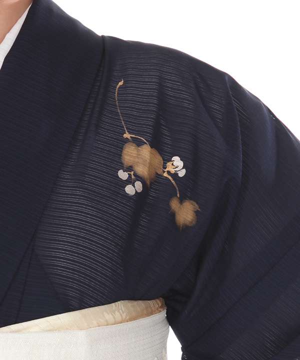 絽 付下レンタル（夏用）｜紺色に蔦柄｜H0271｜M｜宅配着物レンタル