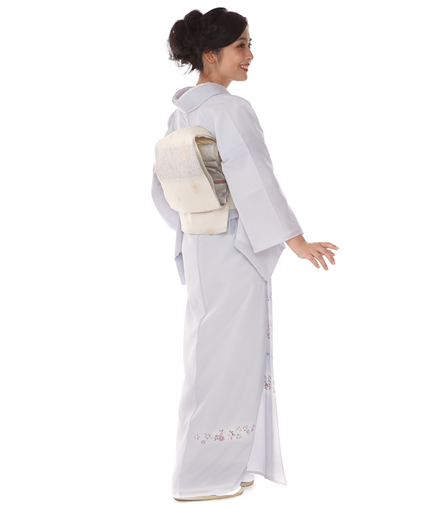 絽 夏物 付け下げ 藤の花 透け感 居敷当て付き 正絹 ガード加工済 NY022 絽 付下レンタル（夏用）｜淡藤色に小花｜H0319｜S｜宅配着物