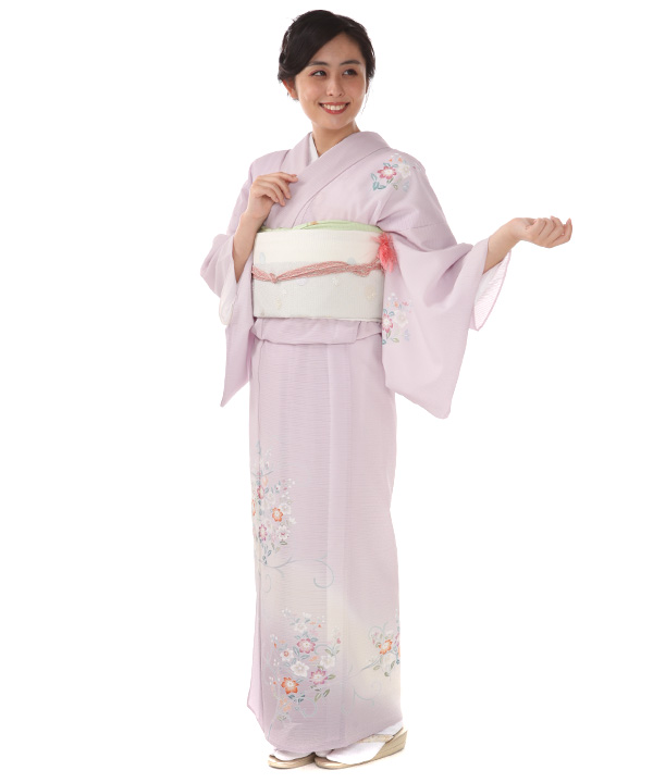 絽 付下レンタル（夏用）｜淡紅藤に鉄線｜H0323｜S｜宅配着物レンタル
