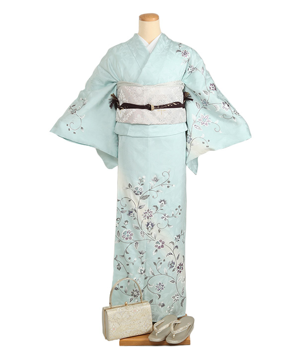 2点セット【訪問着】モダンでエレガント　正絹　更紗模様　逸品❗️ mtu_105】モダンなデザインが新しい訪問着｜着物レンタルマイ