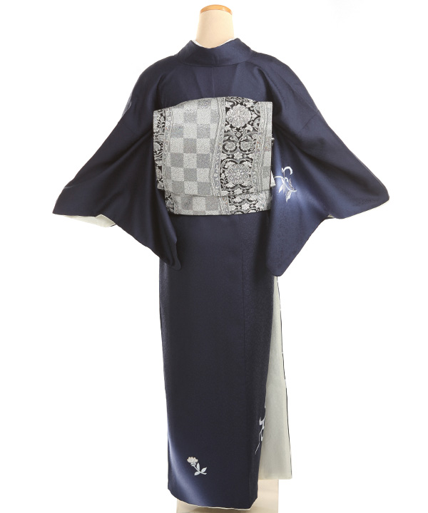 訪問着レンタル｜紺に唐花｜H5001｜M｜宅配着物レンタル｜きものレンタリエ