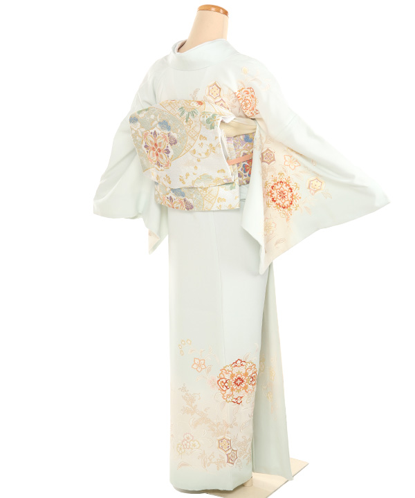 訪問着レンタル｜薄水色に唐花｜H5014｜L｜宅配着物レンタル｜きもの