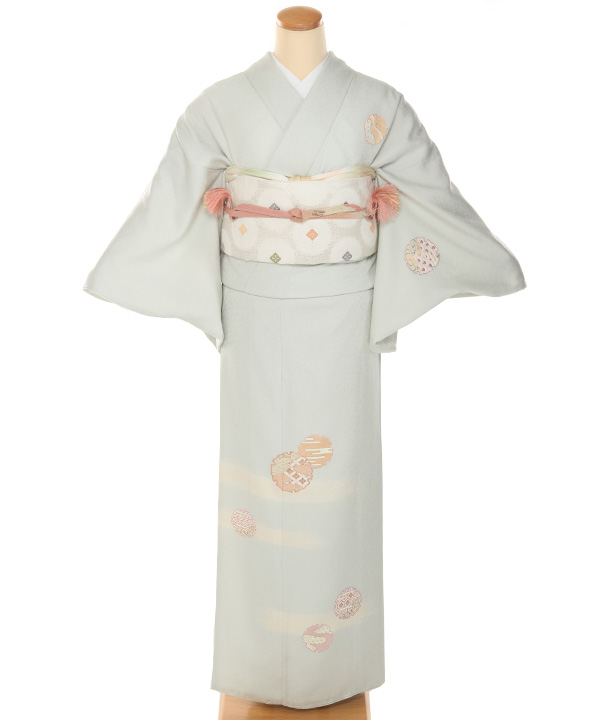 訪問着レンタル｜薄水色に雪輪｜H5028｜M｜宅配着物レンタル｜きもの