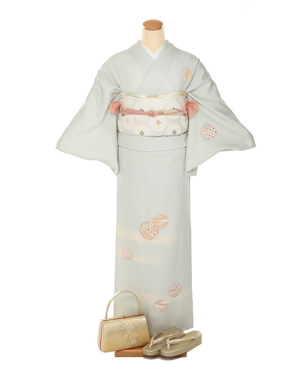 訪問着レンタル｜薄水色に雪輪｜H5028｜M｜宅配着物レンタル｜きもの