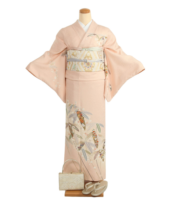 訪問着レンタル｜ピンクに笹や桜