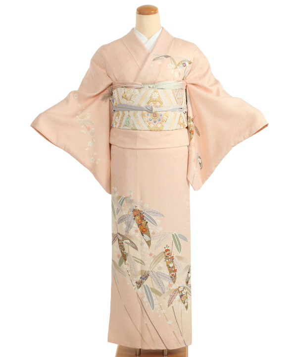 訪問着レンタル｜ピンクに笹や桜