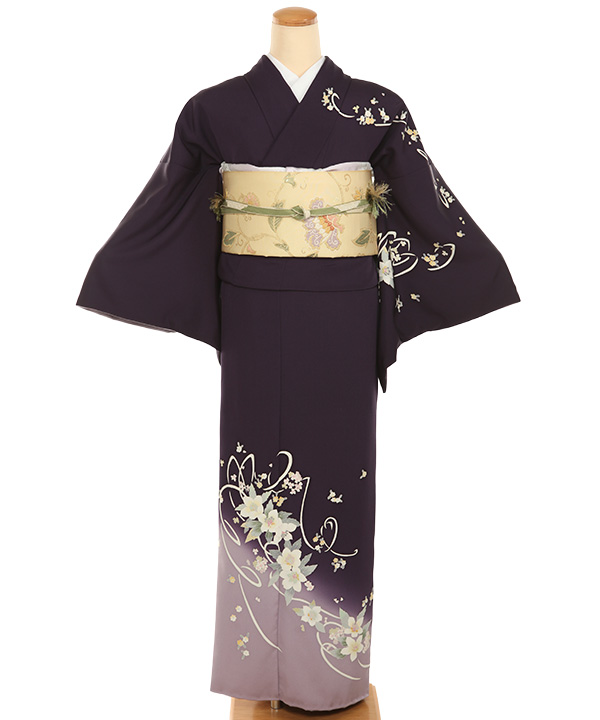 訪問着レンタル｜本加賀友禅 松島由美作 紫に白花