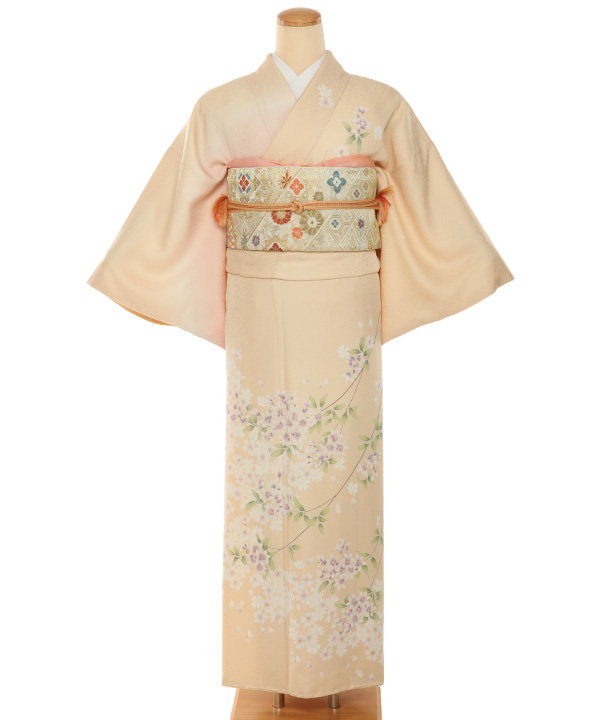 訪問着レンタル｜クリームに枝垂れ桜