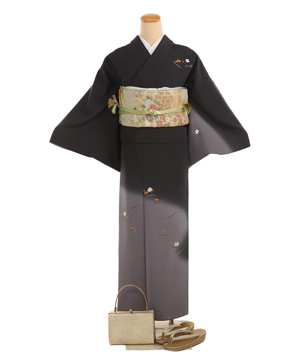 付下レンタル｜グレーに松葉