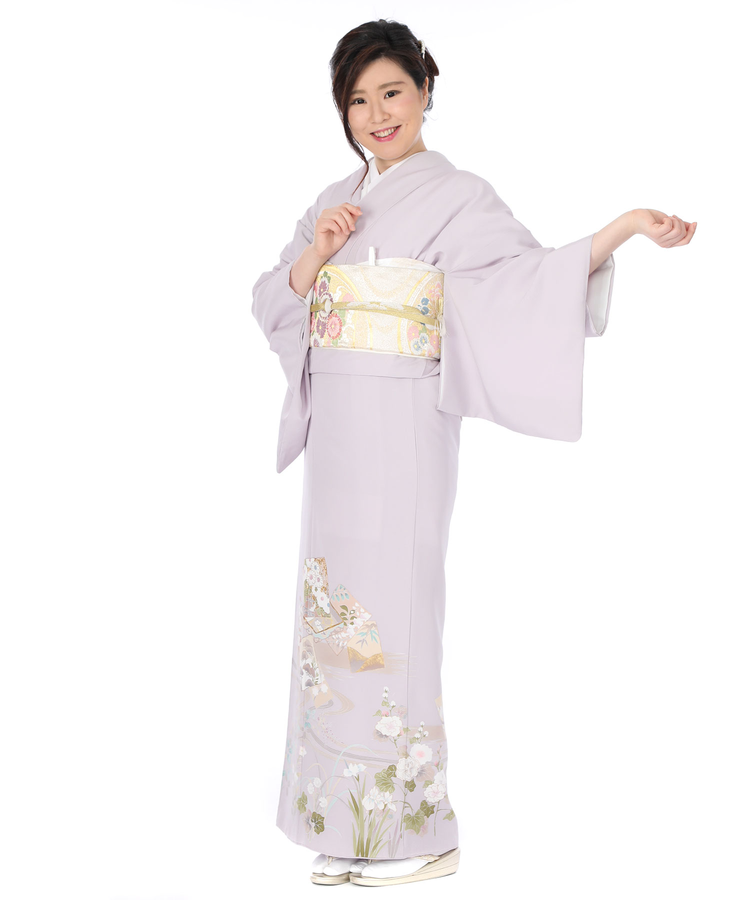 色留袖レンタル｜牡丹鼠に流水と色紙｜I0043｜M｜宅配着物レンタル