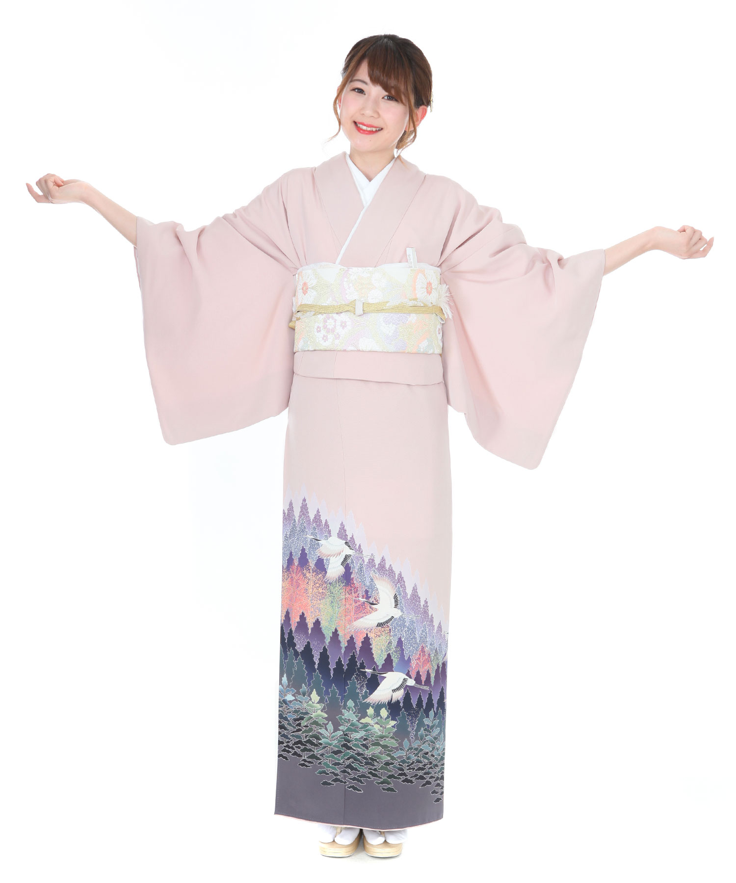 訪問着　フルセット　七宝に花菱　紐　控えめな可愛さ　着物　H7 訪問着 フルセット 七宝に花菱 紐 控えめな可愛さ 着物 H7