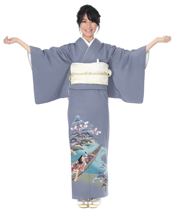 色留袖レンタル｜グレーに源氏絵｜I0073｜M｜宅配着物レンタル・一式