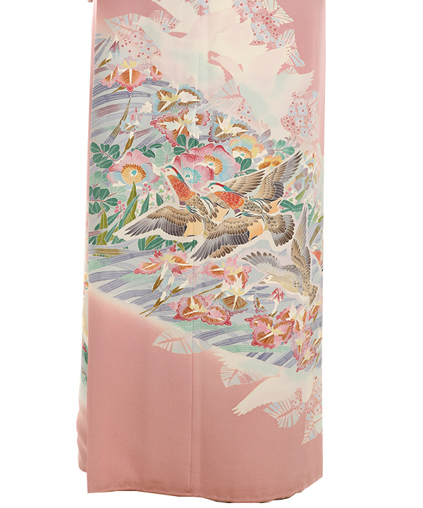 色留袖レンタル｜ピンクに渡り鳥｜I0129｜M｜宅配着物レンタル