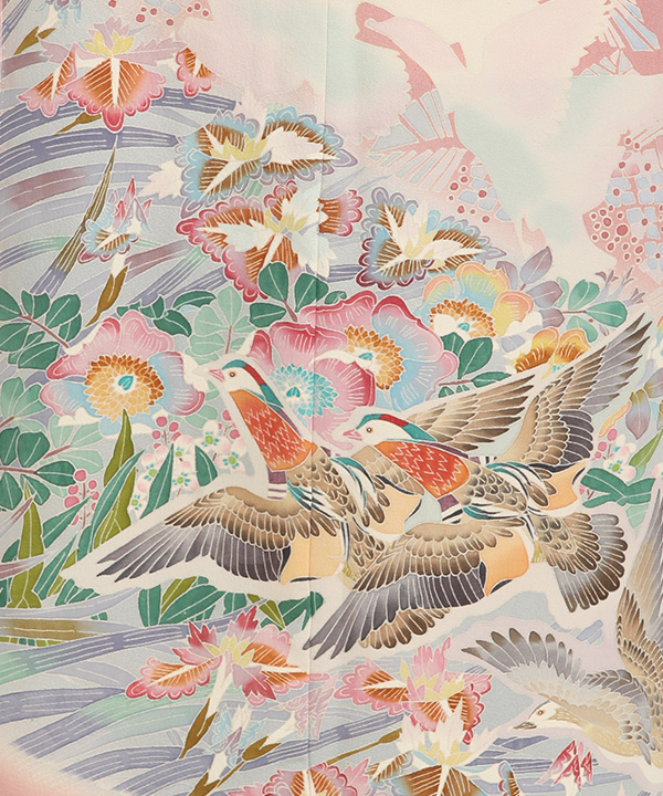 色留袖　ピンク　上品　鳥 色留袖レンタル｜ピンクに渡り鳥｜I0129｜M｜宅配着物レンタル