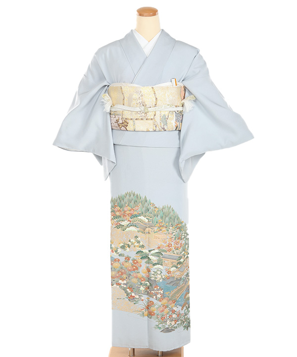 色留袖レンタル｜薄青に御所解｜I0148｜S｜宅配着物レンタル・一式フル