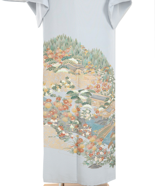 色留袖レンタル｜薄青に御所解｜I0148｜S｜宅配着物レンタル・一式フル 
