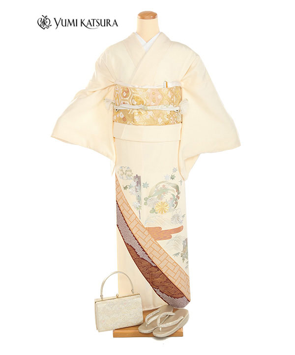 色留袖レンタル｜桂由美 クリームに金銀菊楓